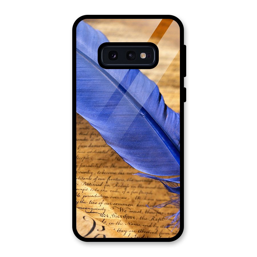Beautiful Blue Feather Glass Back Case for Galaxy S10e