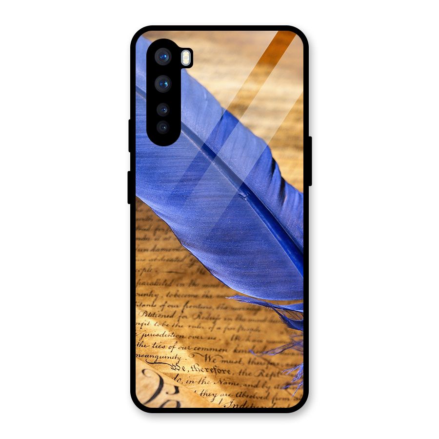 Beautiful Blue Feather Glass Back Case for OnePlus Nord