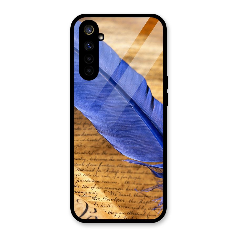 Beautiful Blue Feather Glass Back Case for Realme 6i