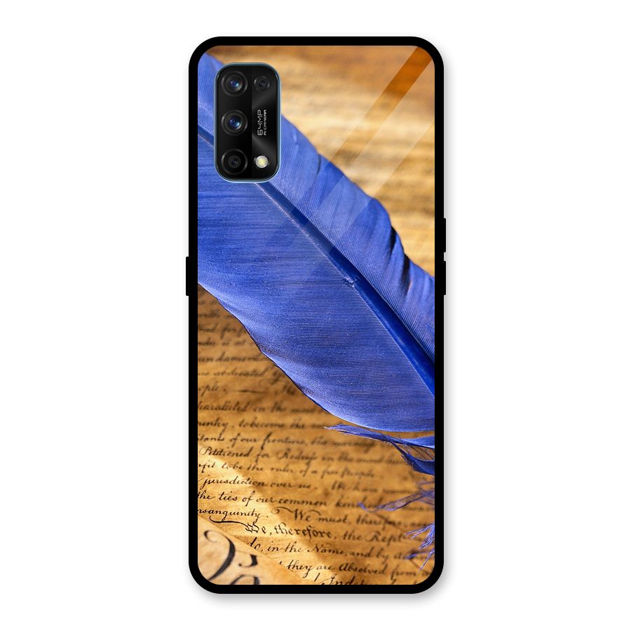 Beautiful Blue Feather Glass Back Case for Realme 7 Pro