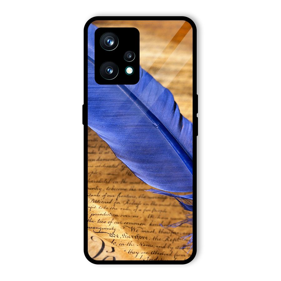 Beautiful Blue Feather Glass Back Case for Realme 9 Pro Plus 5G