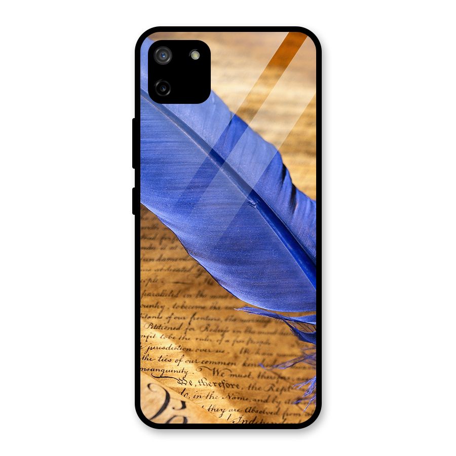 Beautiful Blue Feather Glass Back Case for Realme C11
