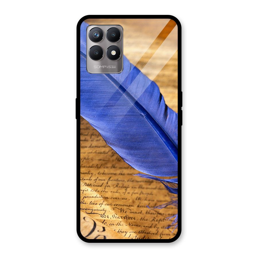 Beautiful Blue Feather Glass Back Case for Realme Narzo 50