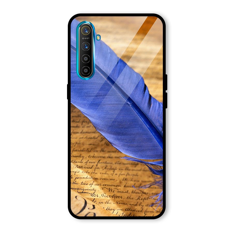 Beautiful Blue Feather Glass Back Case for Realme X2