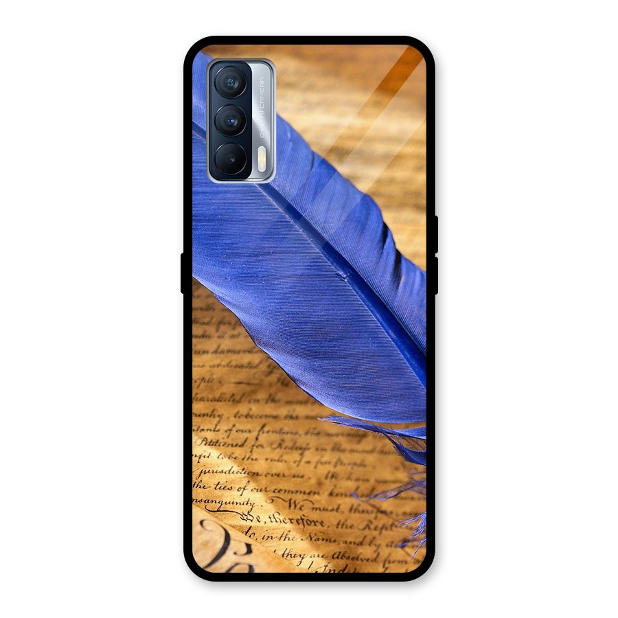 Beautiful Blue Feather Glass Back Case for Realme X7