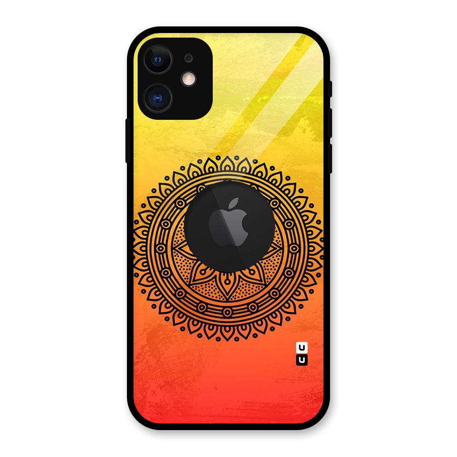 Beautiful Circle Art Glass Back Case for iPhone 11 Logo Cut