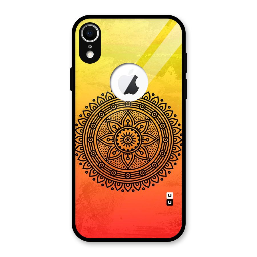 Beautiful Circle Art Glass Back Case for iPhone XR Logo Cut