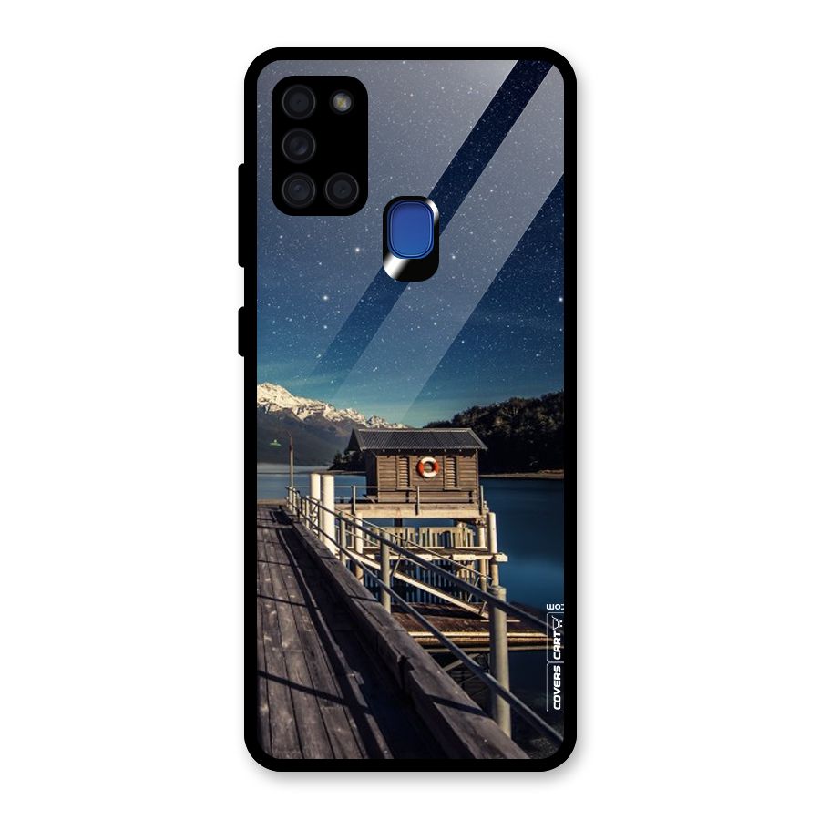 Beautiful Dock Hut Glass Back Case for Galaxy A21s
