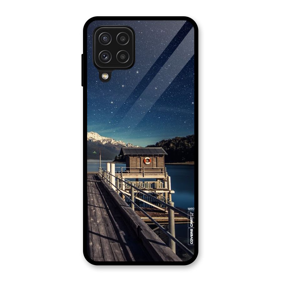 Beautiful Dock Hut Glass Back Case for Galaxy A22 4G
