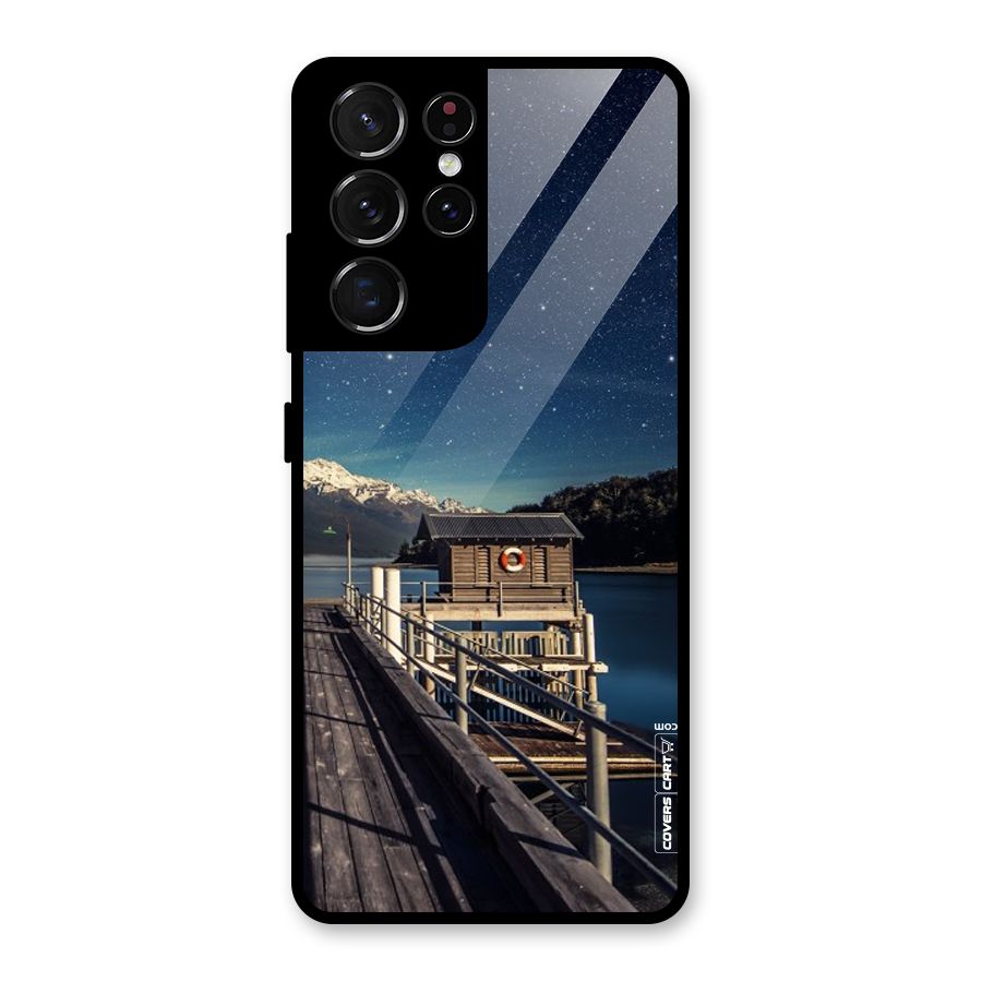 Beautiful Dock Hut Glass Back Case for Galaxy S21 Ultra 5G
