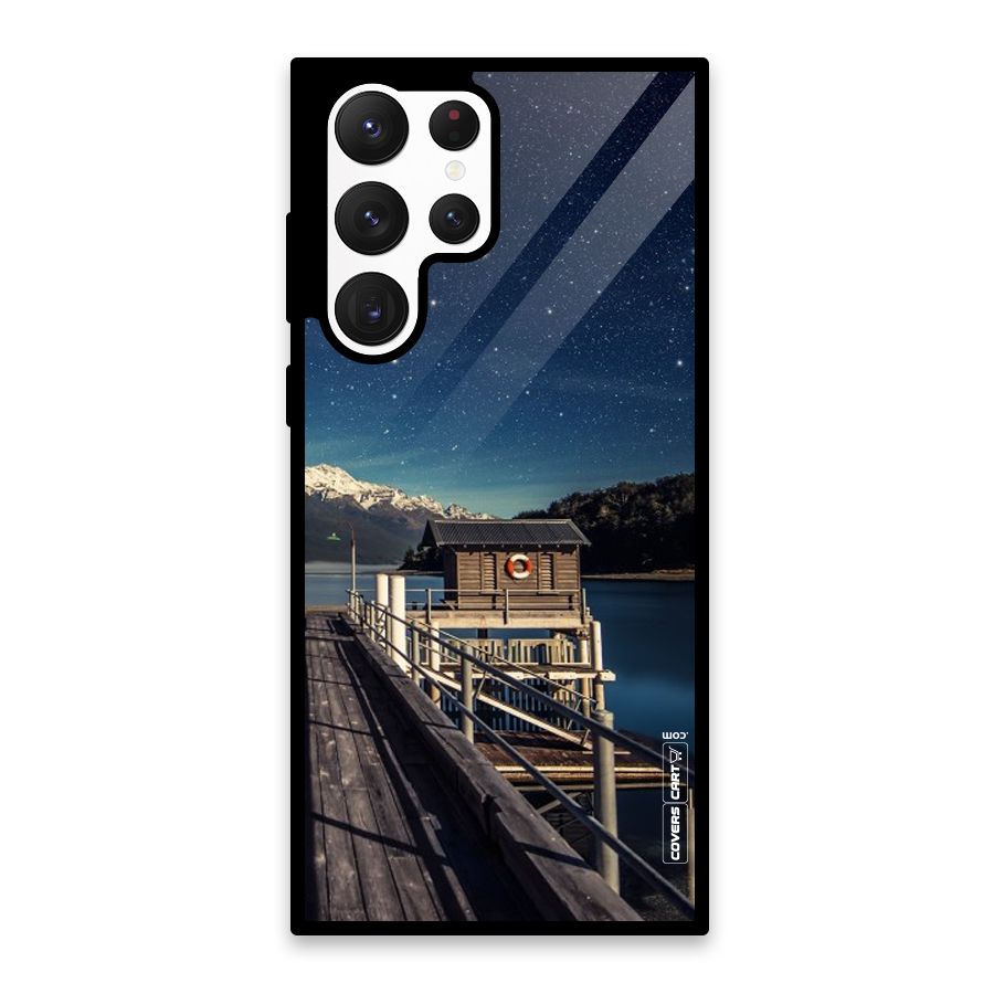 Beautiful Dock Hut Glass Back Case for Galaxy S22 Ultra 5G