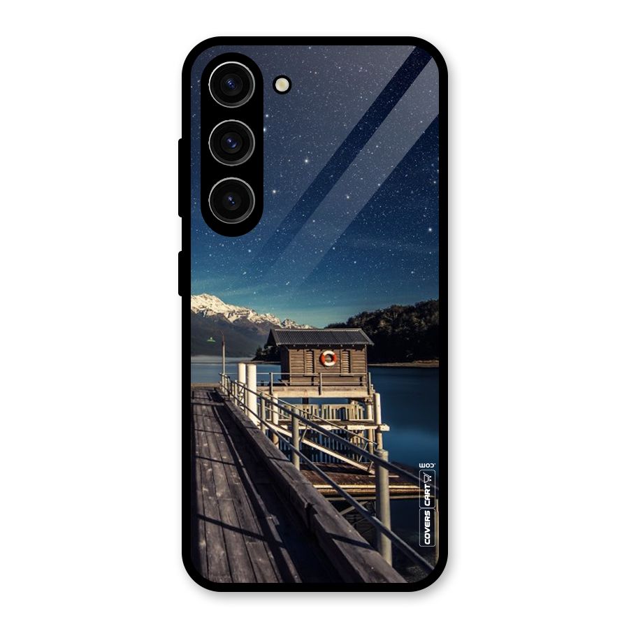 Beautiful Dock Hut Glass Back Case for Galaxy S23