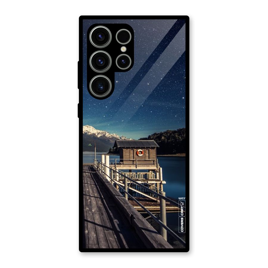 Beautiful Dock Hut Glass Back Case for Galaxy S23 Ultra