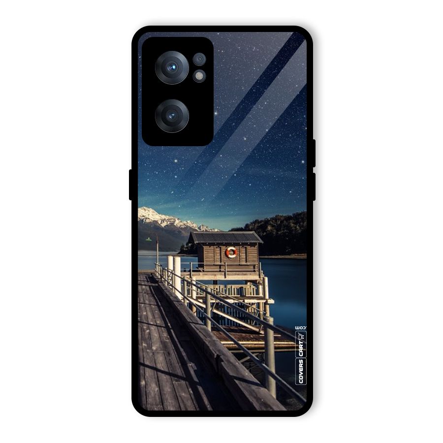 Beautiful Dock Hut Glass Back Case for OnePlus Nord CE 2 5G