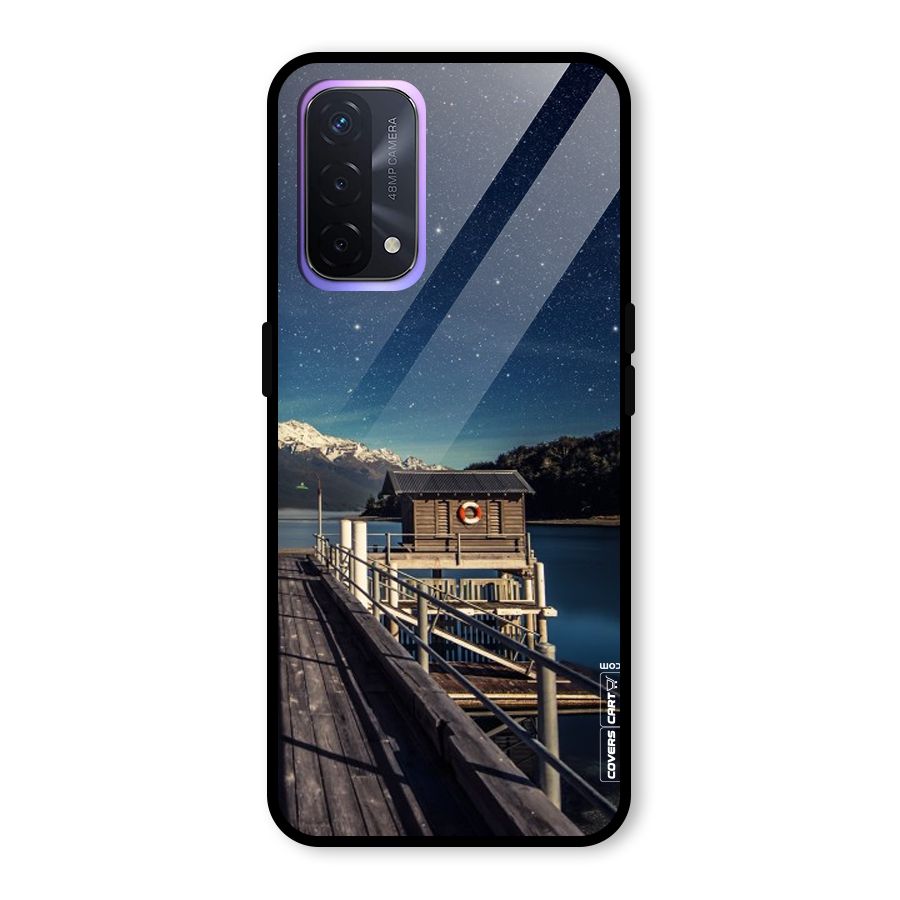 Beautiful Dock Hut Glass Back Case for Oppo A74 5G