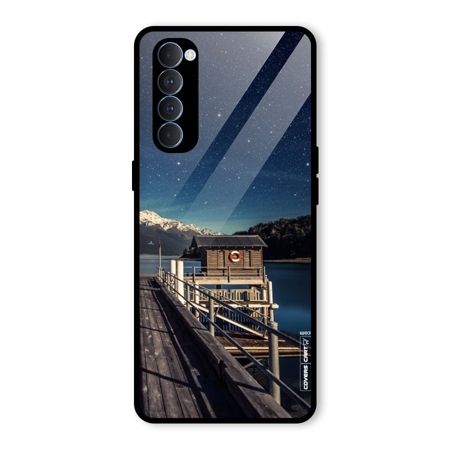 Beautiful Dock Hut Glass Back Case for Oppo Reno4 Pro