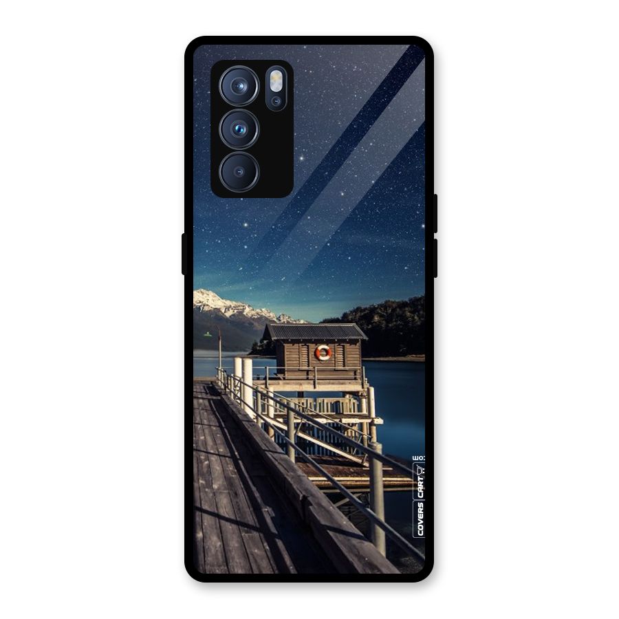Beautiful Dock Hut Glass Back Case for Oppo Reno6 Pro 5G