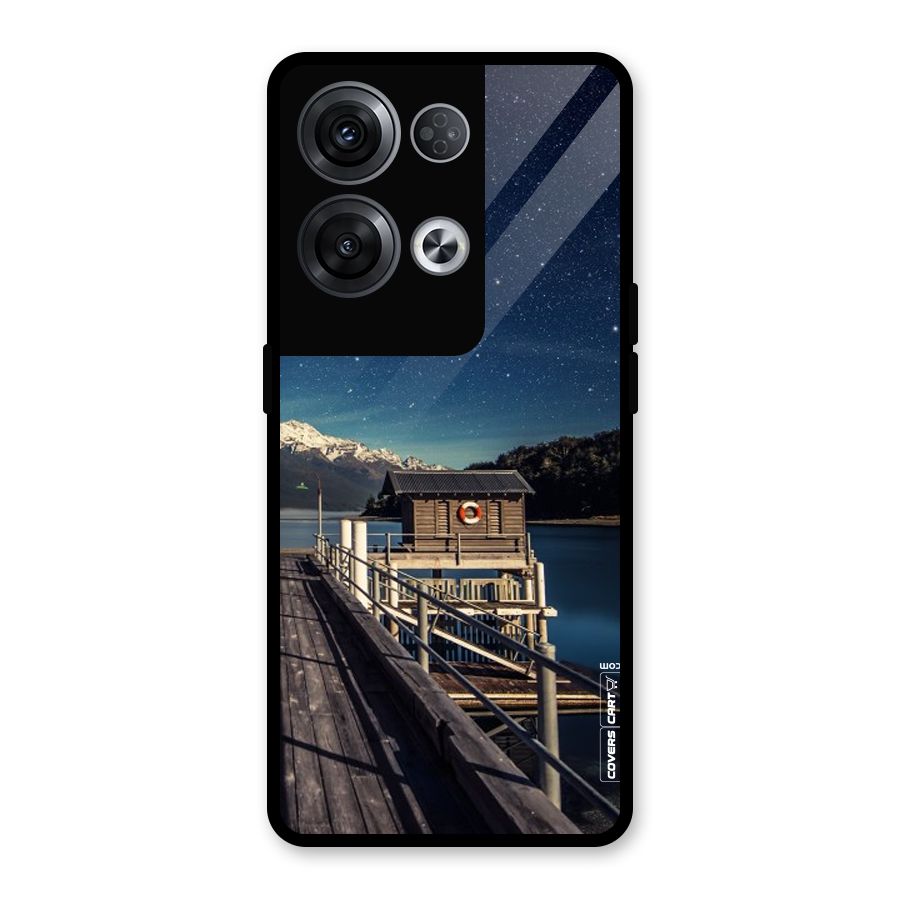 Beautiful Dock Hut Glass Back Case for Oppo Reno8 Pro 5G