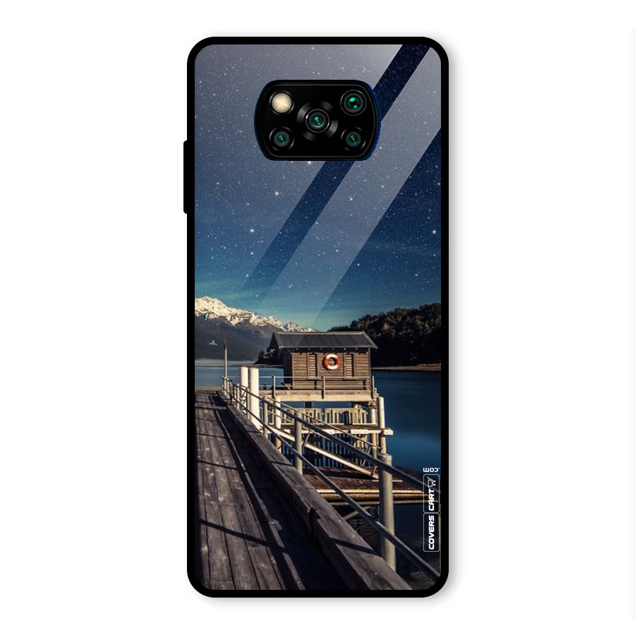 Beautiful Dock Hut Glass Back Case for Poco X3 Pro