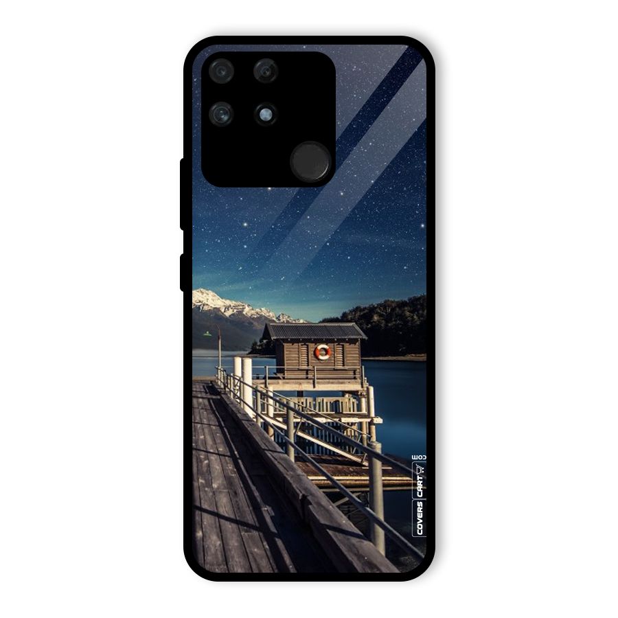 Beautiful Dock Hut Glass Back Case for Realme Narzo 50A