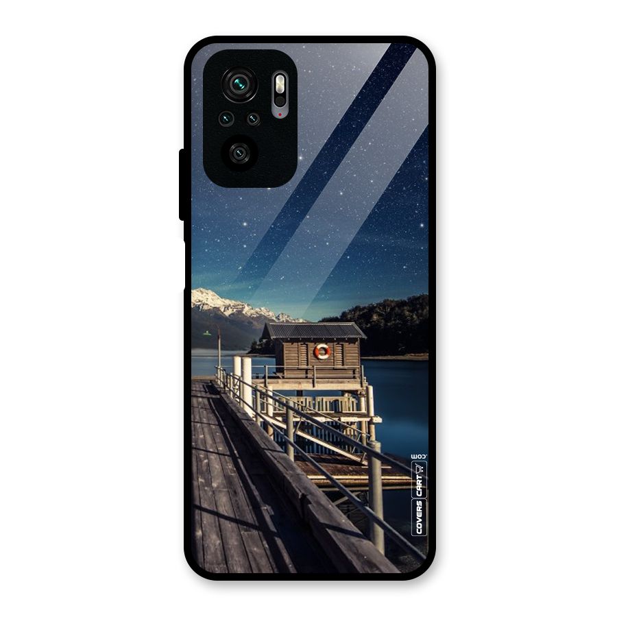 Beautiful Dock Hut Glass Back Case for Redmi Note 10S