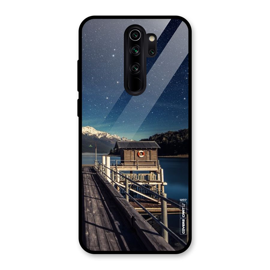 Beautiful Dock Hut Glass Back Case for Redmi Note 8 Pro