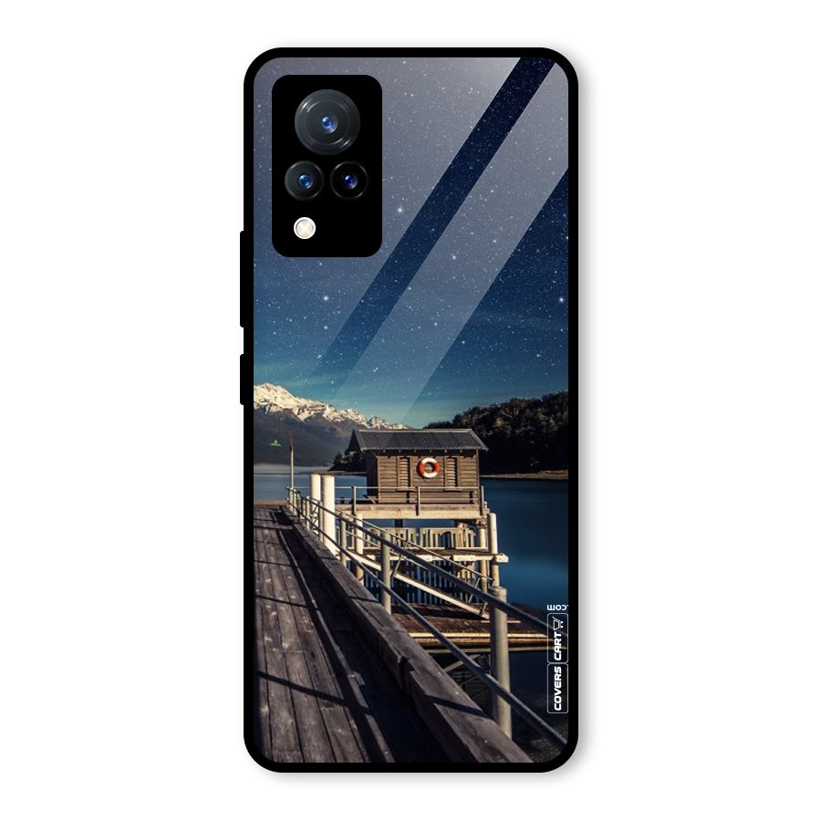 Beautiful Dock Hut Glass Back Case for Vivo V21 5G