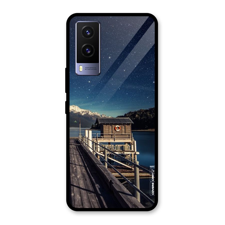 Beautiful Dock Hut Glass Back Case for Vivo V21e 5G