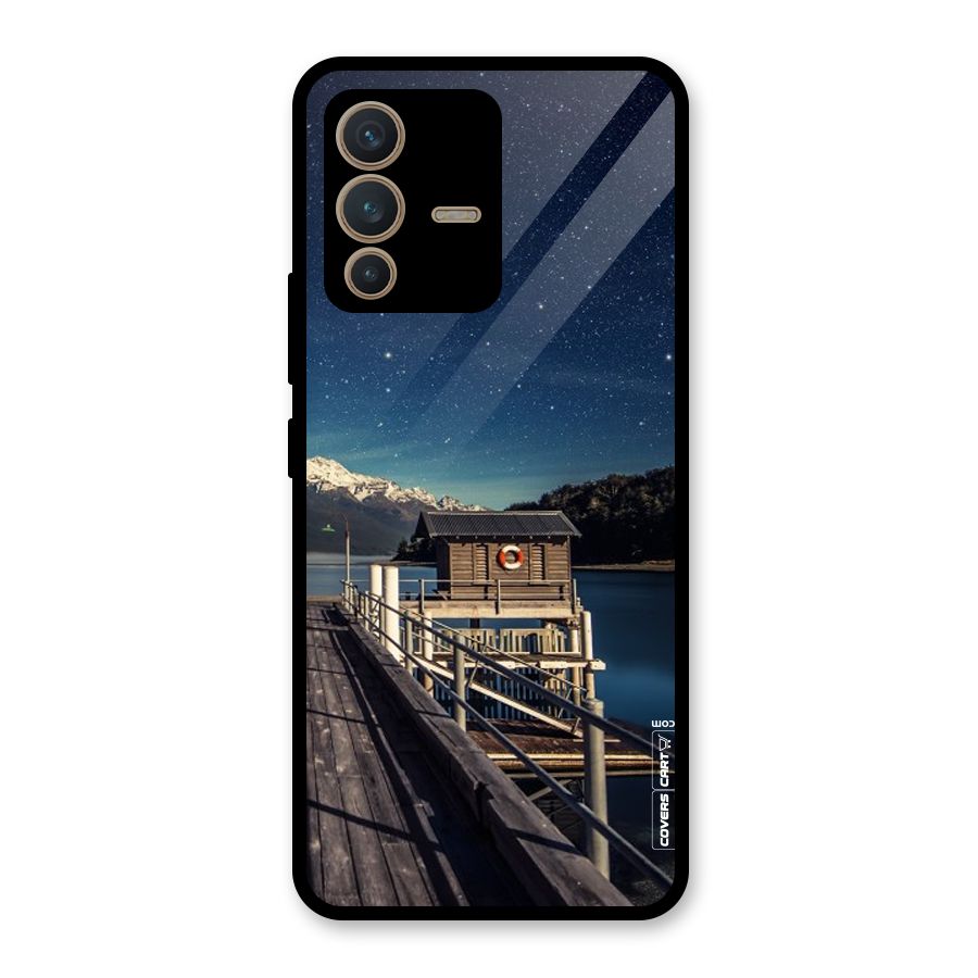 Beautiful Dock Hut Glass Back Case for Vivo V23 5G