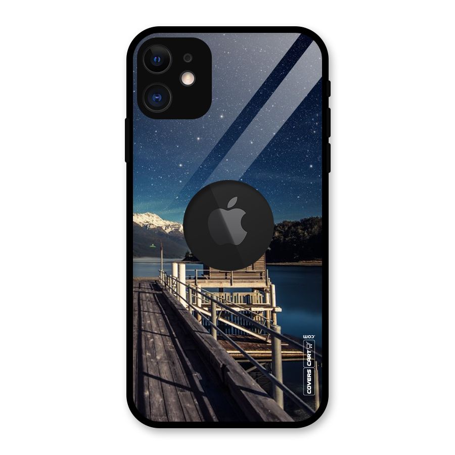 Beautiful Dock Hut Glass Back Case for iPhone 11 Logo Cut