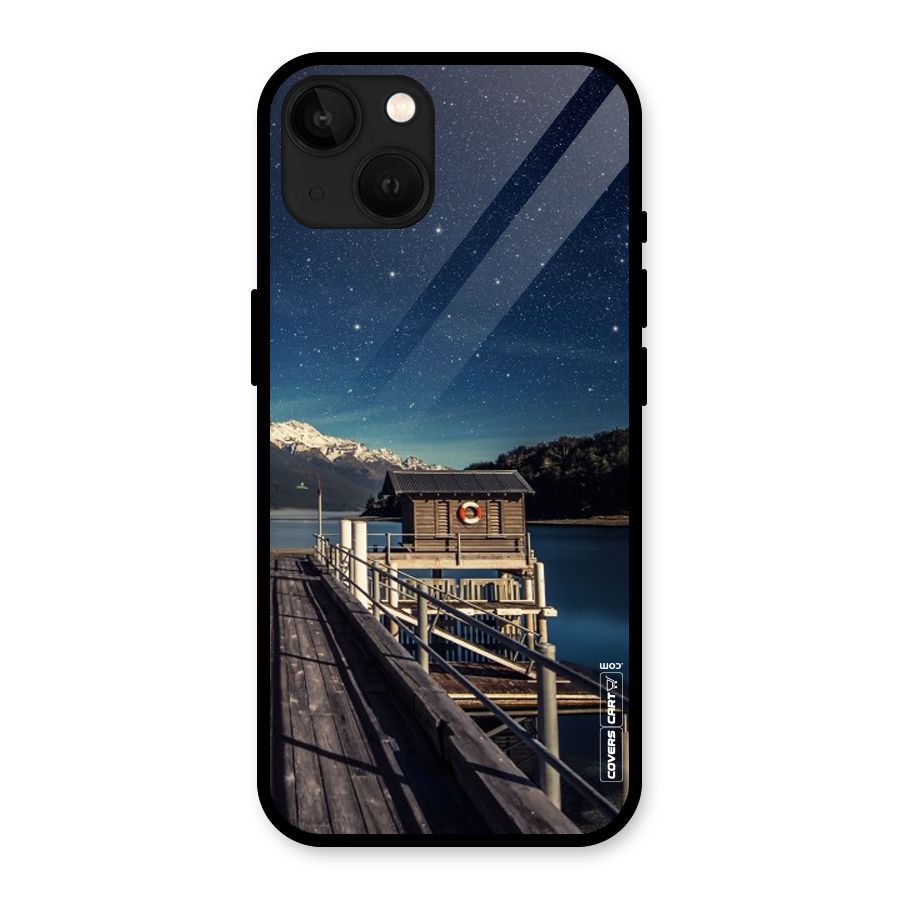 Beautiful Dock Hut Glass Back Case for iPhone 13