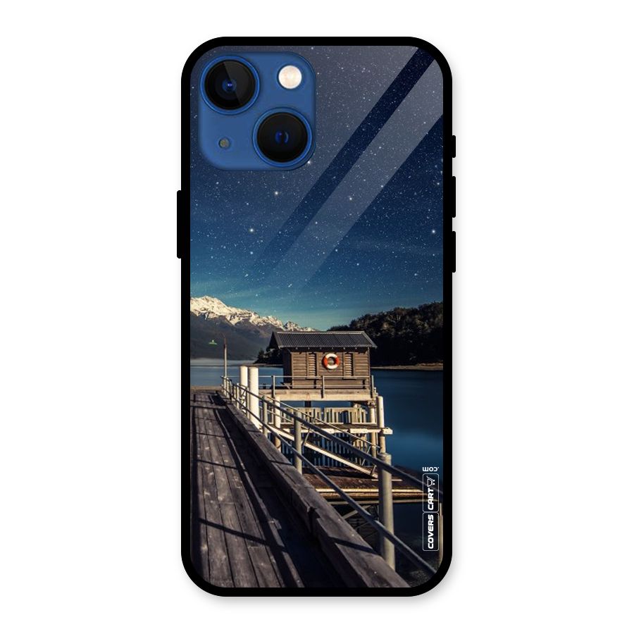 Beautiful Dock Hut Glass Back Case for iPhone 13 Mini