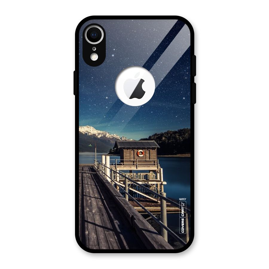Beautiful Dock Hut Glass Back Case for iPhone XR Logo Cut