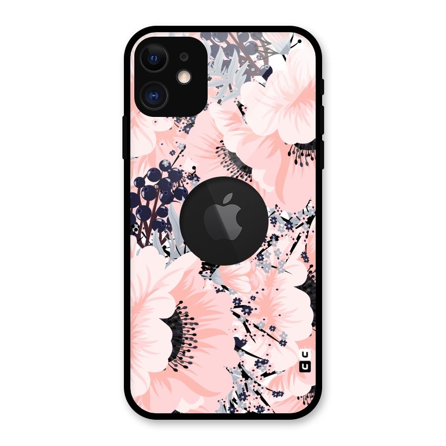 Beautiful Flowers Glass Back Case for iPhone 11 Logo Cut
