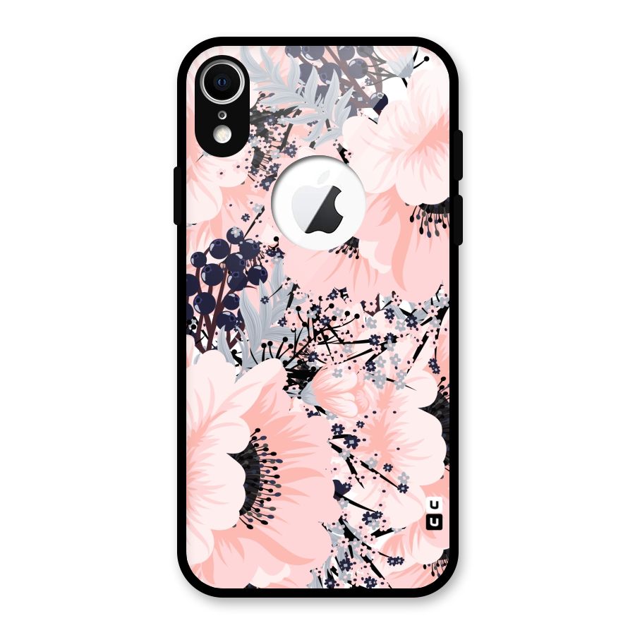 Beautiful Flowers Glass Back Case for iPhone XR Logo Cut