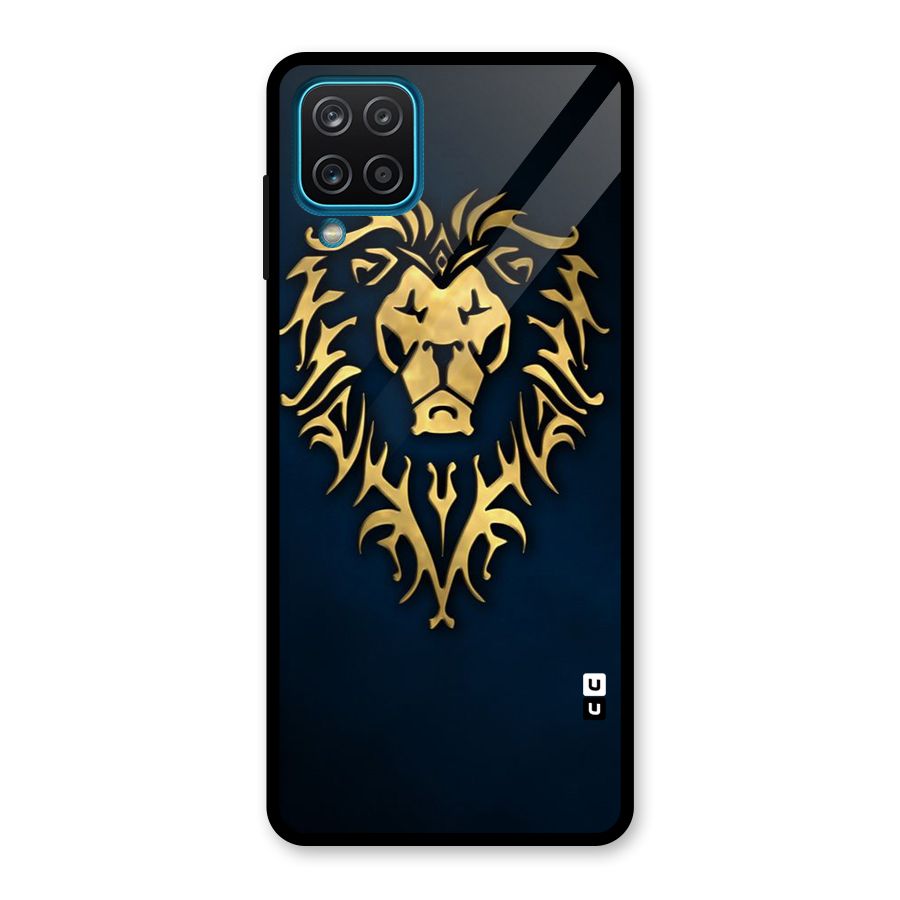 Beautiful Golden Lion Design Glass Back Case for Galaxy A12