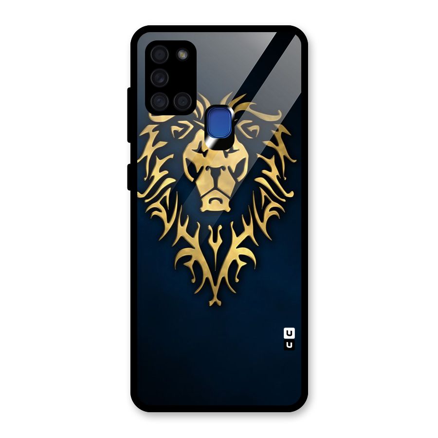 Beautiful Golden Lion Design Glass Back Case for Galaxy A21s