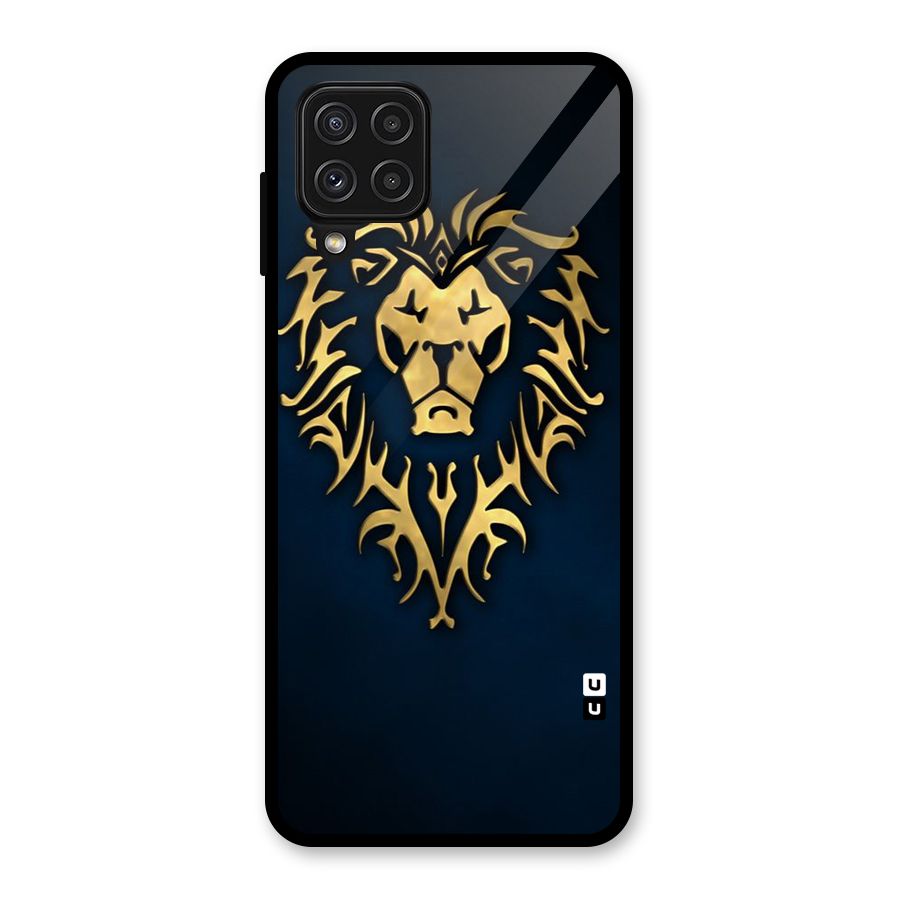 Beautiful Golden Lion Design Glass Back Case for Galaxy A22 4G