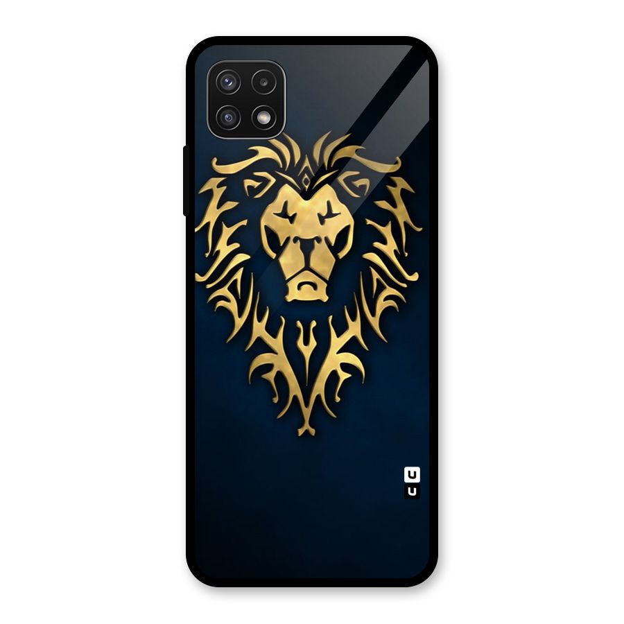 Beautiful Golden Lion Design Glass Back Case for Galaxy A22 5G