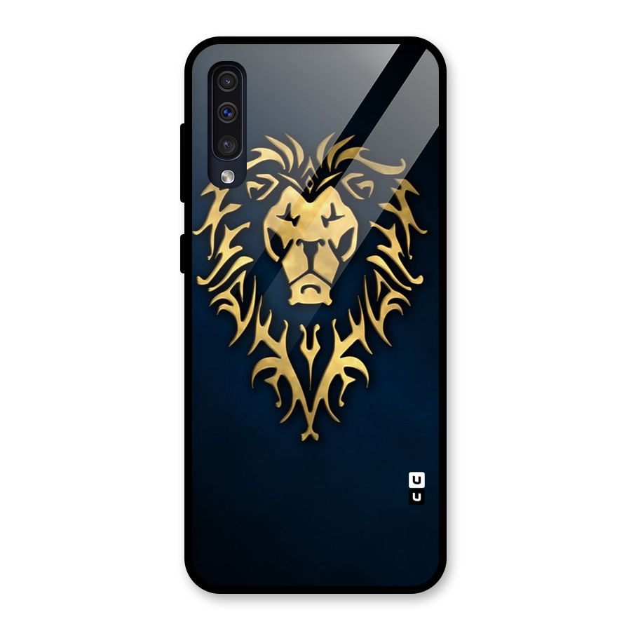 Beautiful Golden Lion Design Glass Back Case for Galaxy A50