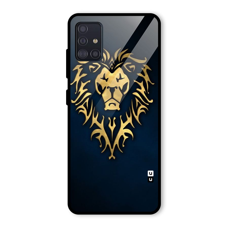 Beautiful Golden Lion Design Glass Back Case for Galaxy A51