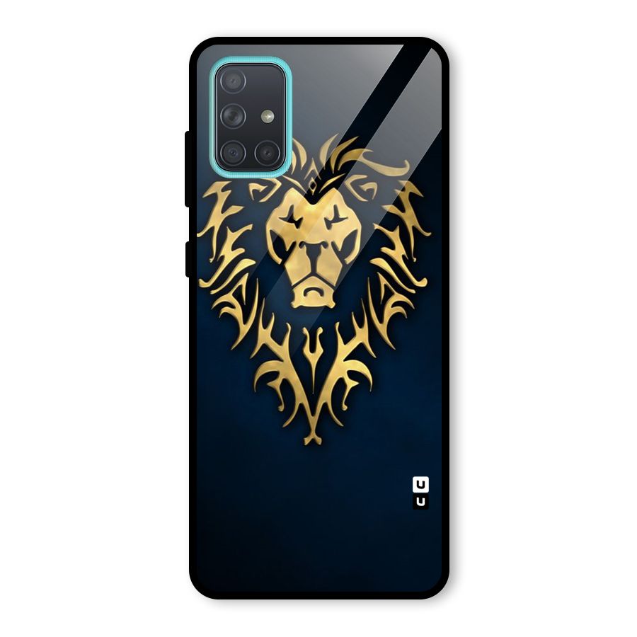 Beautiful Golden Lion Design Glass Back Case for Galaxy A71