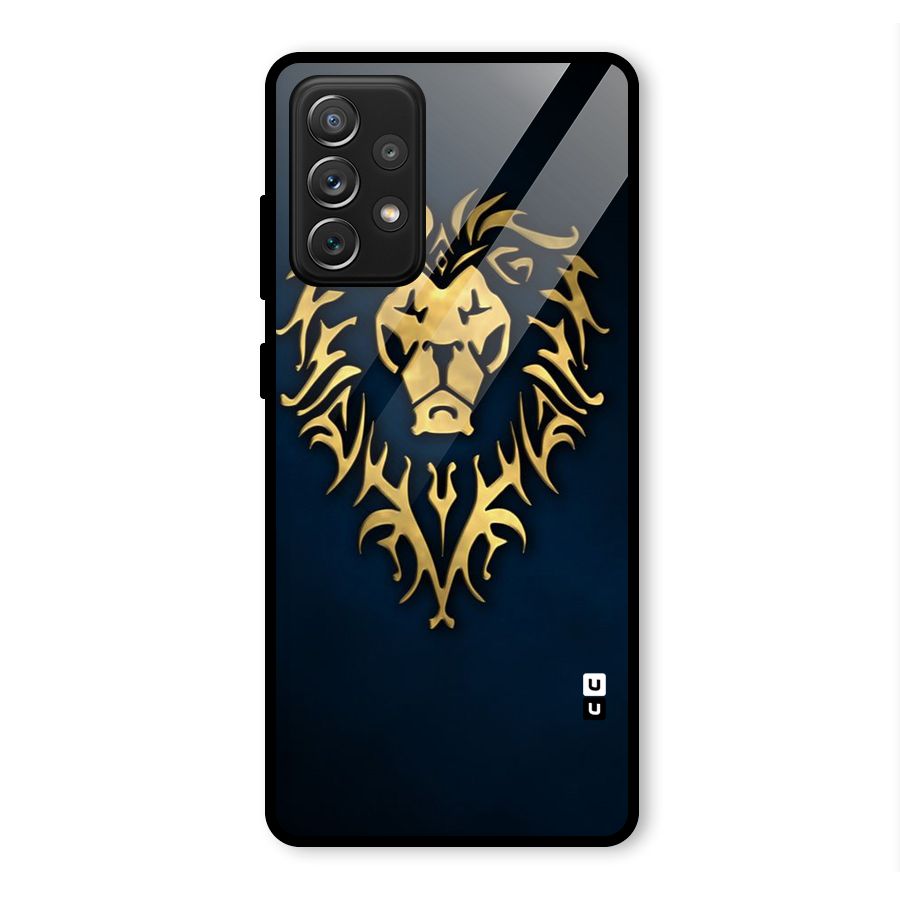 Beautiful Golden Lion Design Glass Back Case for Galaxy A72