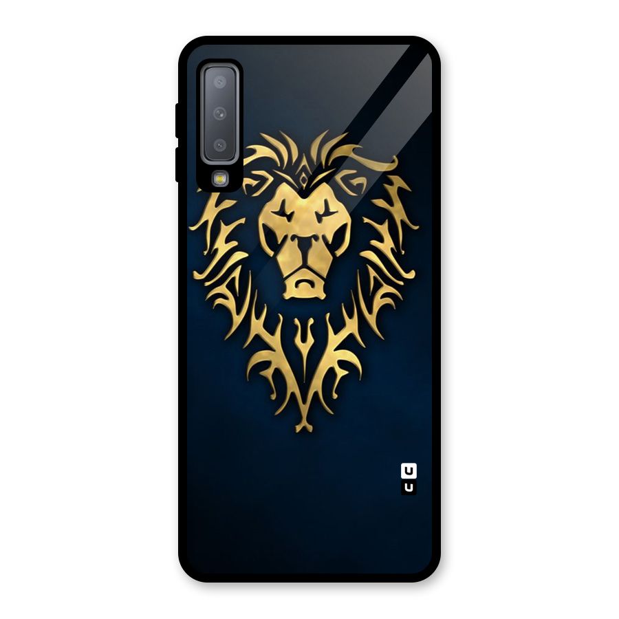 Beautiful Golden Lion Design Glass Back Case for Galaxy A7 (2018)
