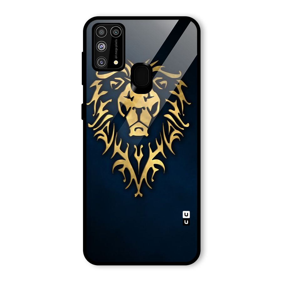 Beautiful Golden Lion Design Glass Back Case for Galaxy F41