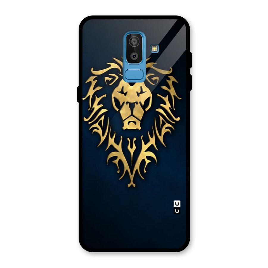 Beautiful Golden Lion Design Glass Back Case for Galaxy J8