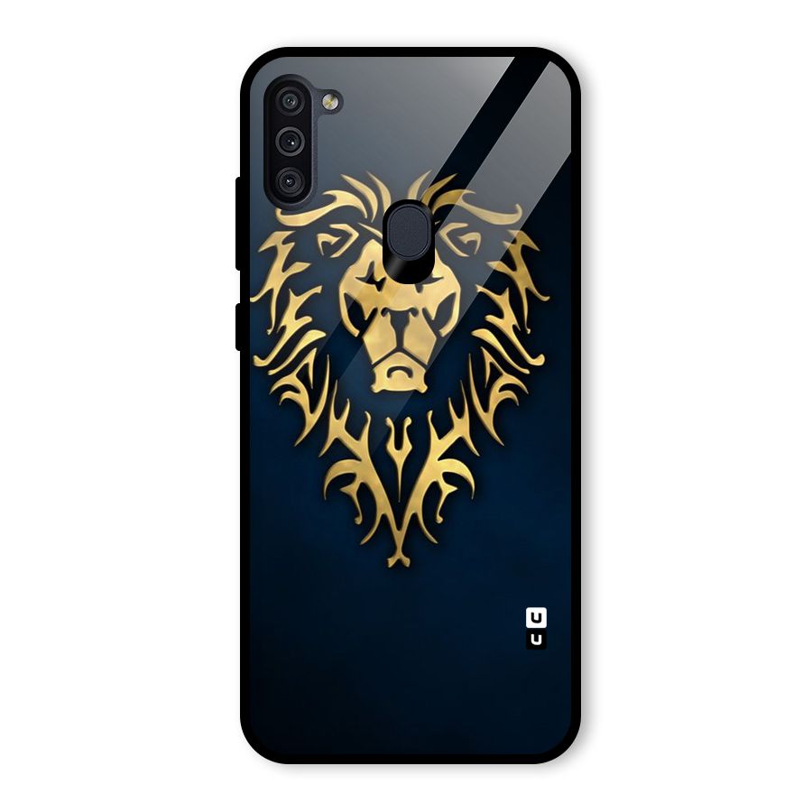 Beautiful Golden Lion Design Glass Back Case for Galaxy M11