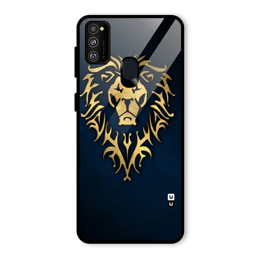 Beautiful Golden Lion Design Glass Back Case for Galaxy M30s