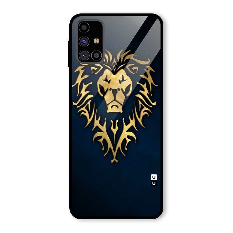 Beautiful Golden Lion Design Glass Back Case for Galaxy M31s