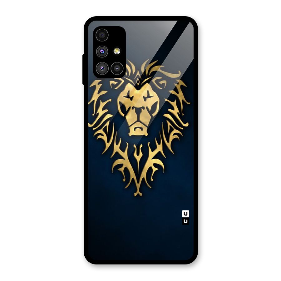 Beautiful Golden Lion Design Glass Back Case for Galaxy M51